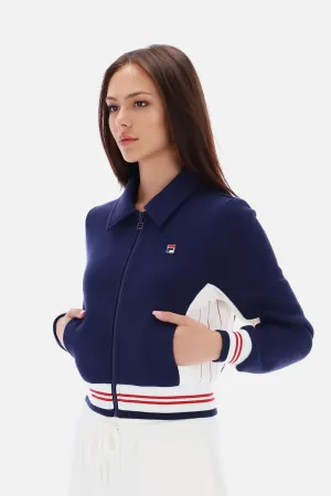 Women's Harper Cropped Zip Up Navy / Gardenia / Red - Track Top