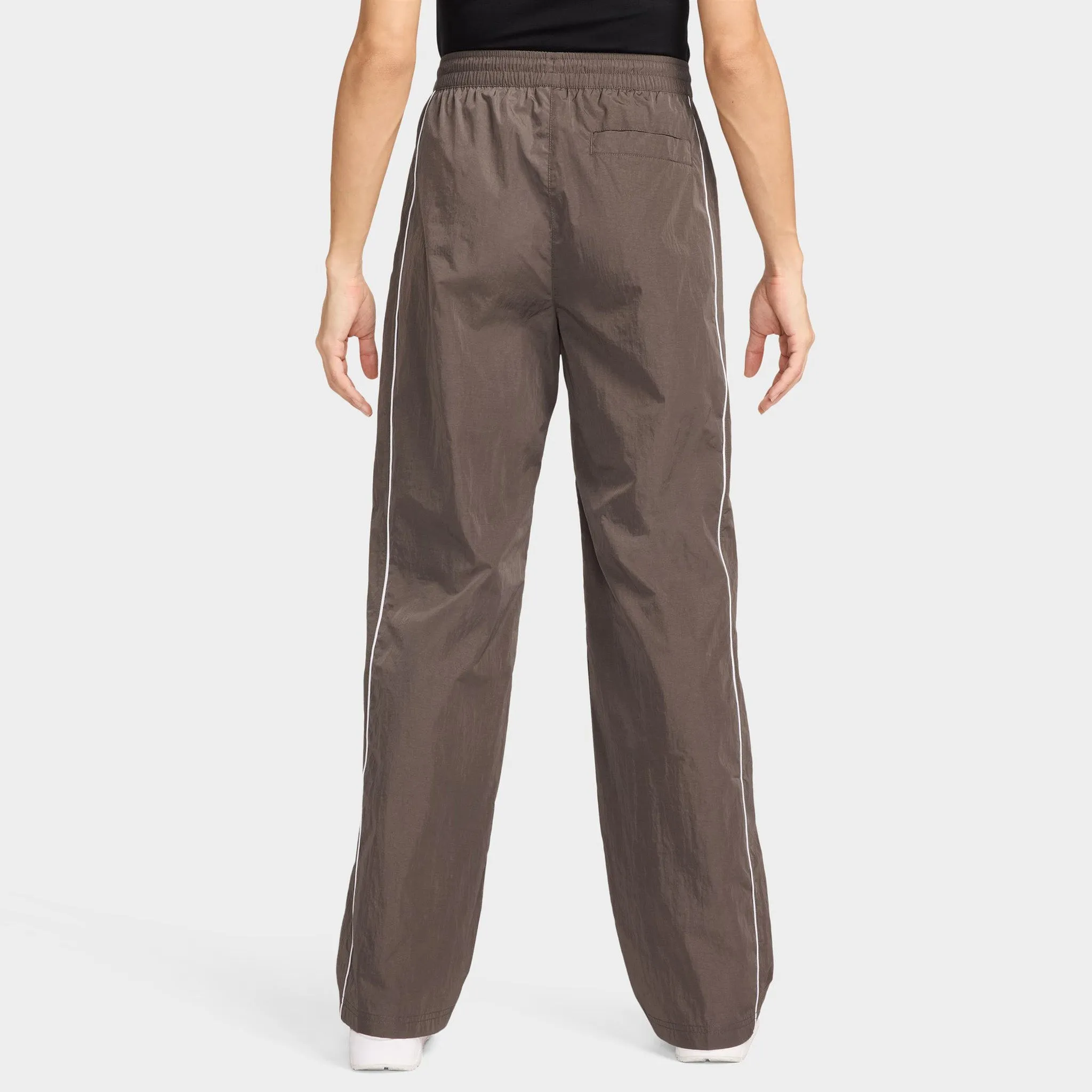 Womens Nike Nike Sportswear Women's High-Waisted Woven Open-Hem Pants Ironstone / White