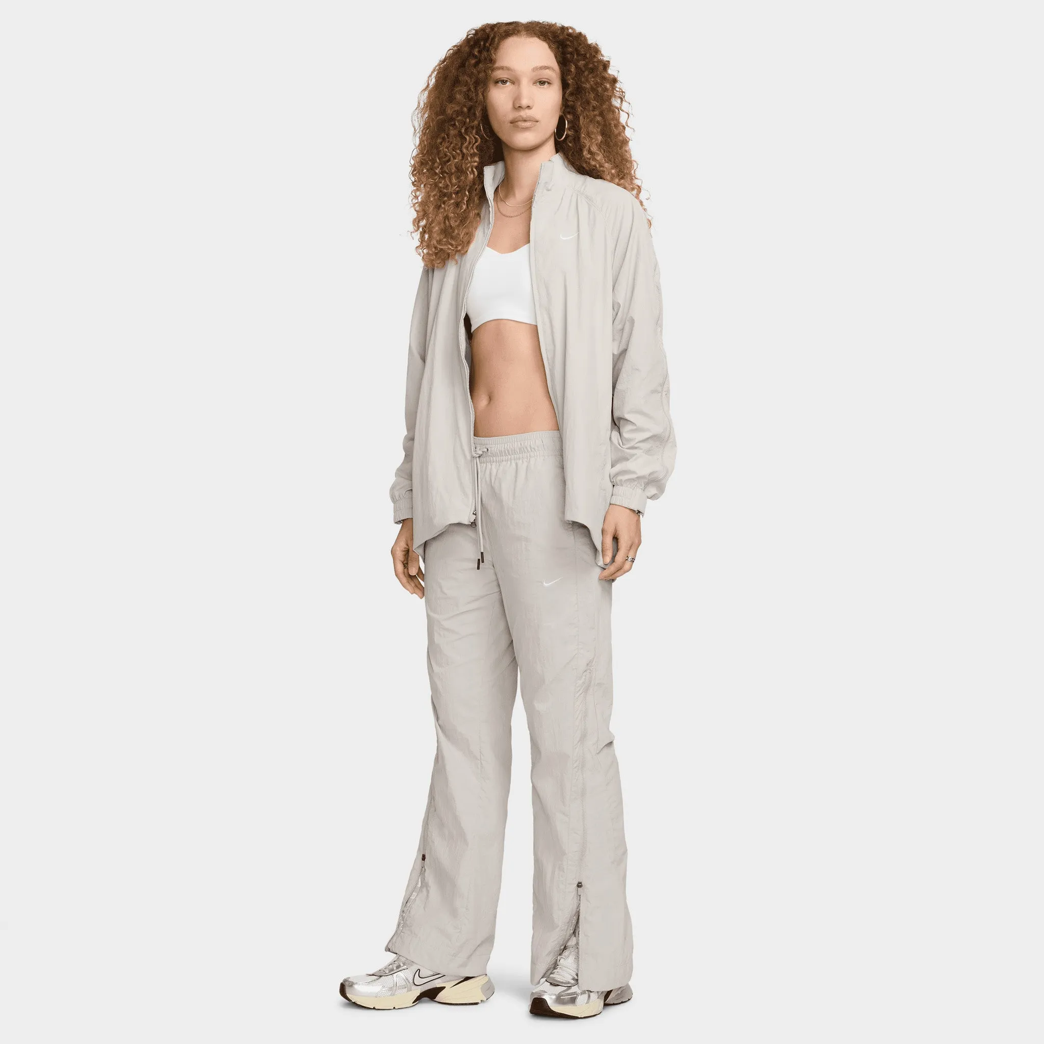 Womens Nike Nike Sportswear Women's Mid-Rise Repel Zip Pants Lt Iron Ore / White