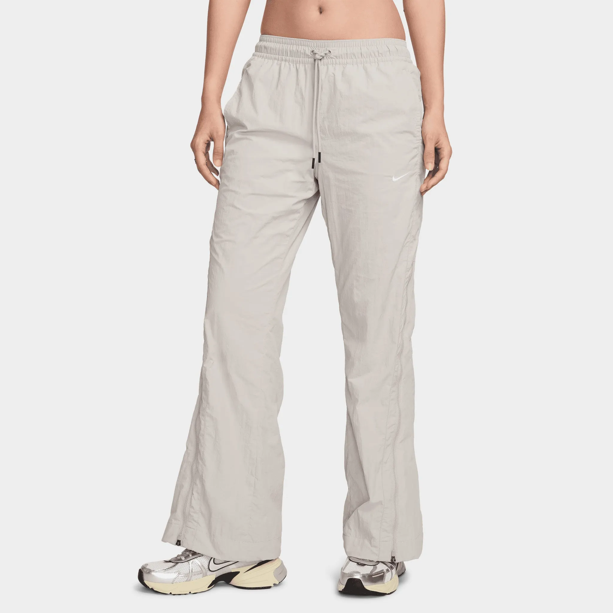 Womens Nike Nike Sportswear Women's Mid-Rise Repel Zip Pants Lt Iron Ore / White
