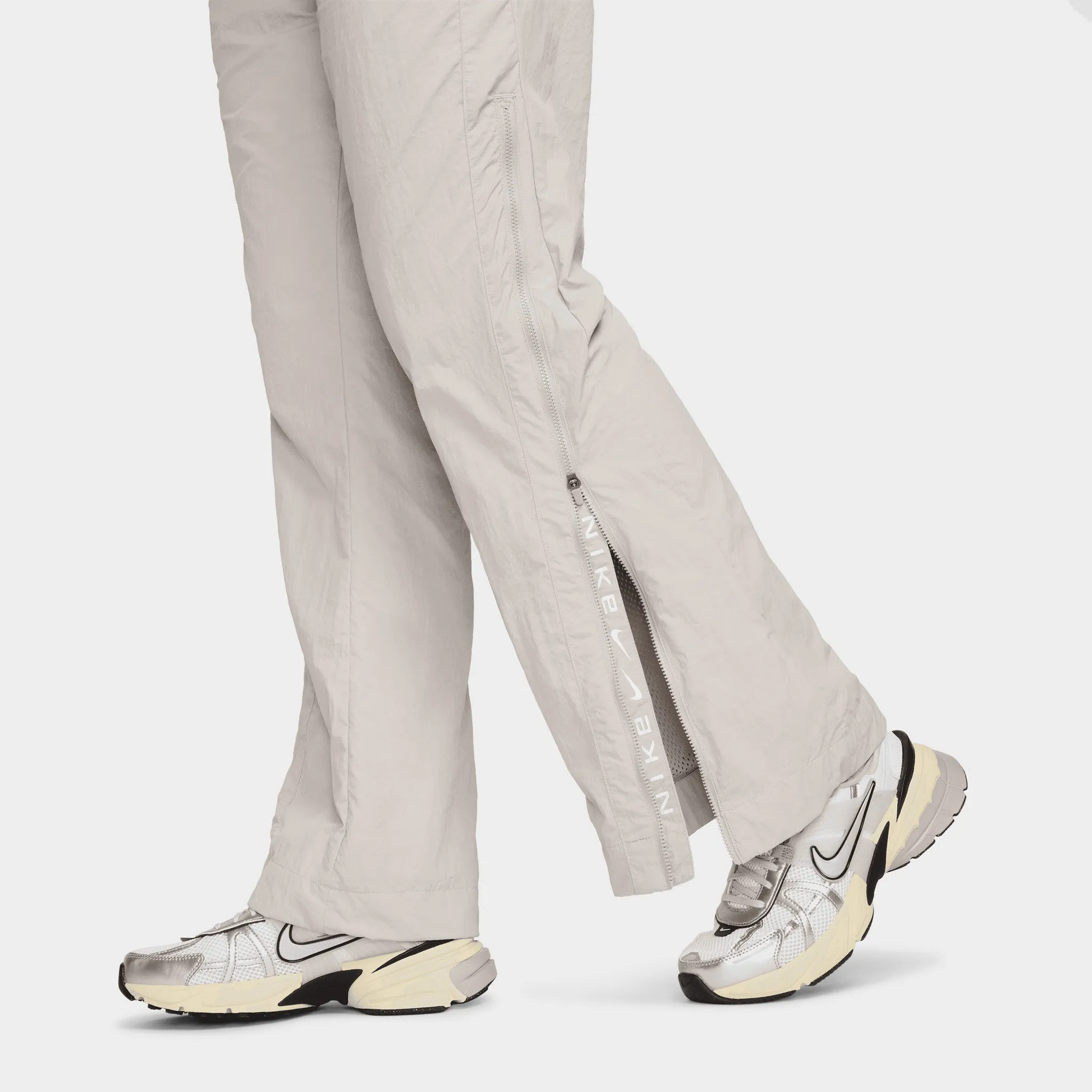 Womens Nike Nike Sportswear Women's Mid-Rise Repel Zip Pants Lt Iron Ore / White